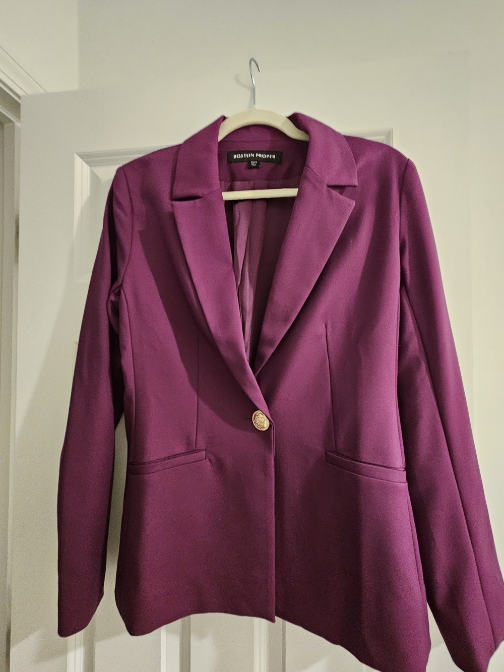 Boston Proper Deep Plum Single-Button Blazer